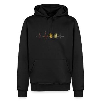 Bière Heartbeat Vintage – Motif de bière amusant - Sweat à capuche Premium bio Homme - noir - Devant - Nico (187cm)