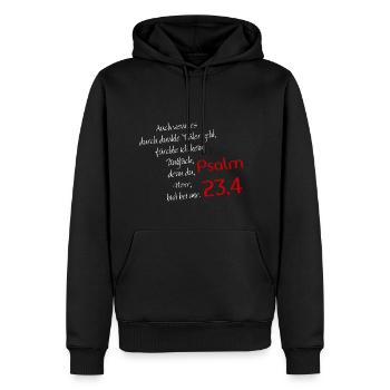 Der Herr ist mein Hirte - Psalm 23,4 - Männer Premium Bio Hoodie - Schwarz - Vorne - Nico (187cm)