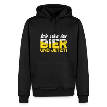 Ich Lebe Im Bier Und Jetzt I Lustiges Alkohol Bier - Männer Premium Bio Hoodie - Schwarz - Vorne - Nico (187cm)