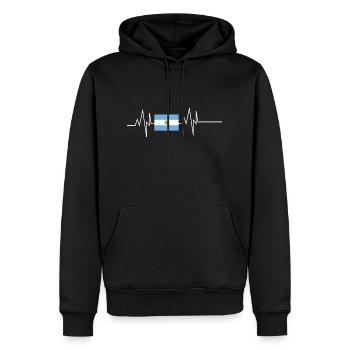 Drapeau argentin Heartbeat - Sweat à capuche Premium bio Homme - noir - Devant - Nico (187cm)