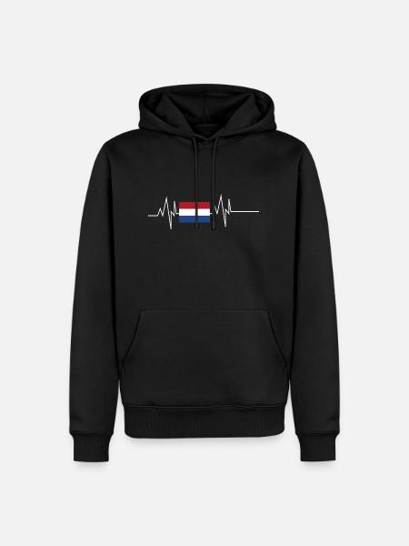 Netherlands Flag Heartbeat - Men’s Premium Organic Hoodie - black