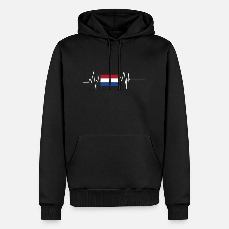 Drapeau des Pays-Bas Heartbeat - Sweat à capuche Premium bio Homme - noir