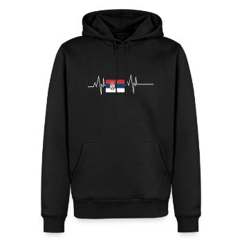 Serbien Flagge Herzschlag - Männer Premium Bio Hoodie - Schwarz - Vorne - Nico (187cm)