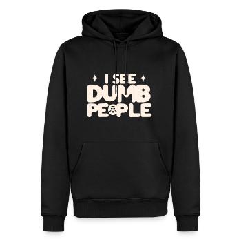 I See Dumb People 5 - Männer Premium Bio Hoodie - Schwarz - Vorne - Nico (187cm)