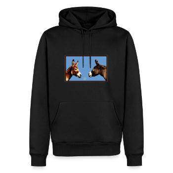 friends - Männer Premium Bio Hoodie - Schwarz - Vorne - Nico (187cm)