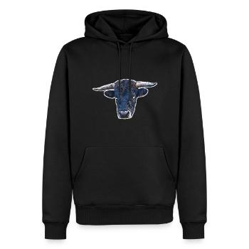 Bull - Männer Premium Bio Hoodie - Schwarz - Vorne - Nico (187cm)