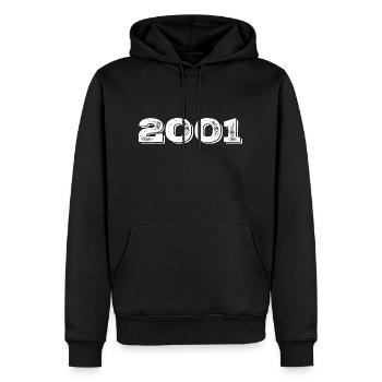 Cadeau d’anniversaire 2001 - 2001 - Sweat à capuche Premium bio Homme - noir - Devant - Nico (187cm)