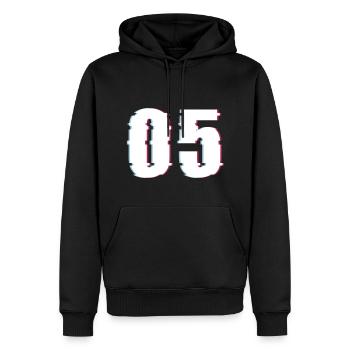 Fünf 5 Five 05 Zahl Effekt Verzerrt Nummer - Männer Premium Bio Hoodie - Schwarz - Vorne - Nico (187cm)