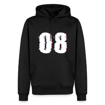 Acht 8 Zahl 08 Effekt Verzerrt Nummer - Männer Premium Bio Hoodie - Schwarz - Vorne - Nico (187cm)