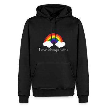 Love always wins - Rainbow Pride - Männer Premium Bio Hoodie - Schwarz - Vorne - Nico (187cm)
