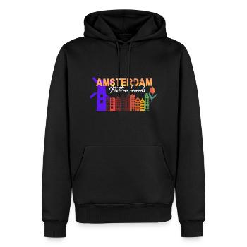 Stadt Amsterdam - Männer Premium Bio Hoodie - Schwarz - Vorne - Nico (187cm)