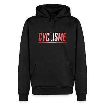 CYCLISME VELO CYCLISTE CADEAU SPORT SUISSE - Sweat à capuche Premium bio Homme - noir - Devant - Nico (187cm)