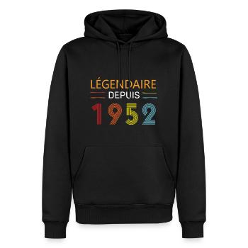 Légendaire Depuis 1952 72 Anniversaire 72 Ans - Sweat à capuche Premium bio Homme - noir - Devant - Nico (187cm)