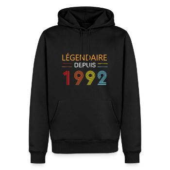 Légendaire Depuis 1992 32 Anniversaire 32 Ans - Sweat à capuche Premium bio Homme - noir - Devant - Nico (187cm)