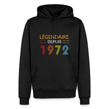 Légendaire Depuis 1972 52 Anniversaire 52 Ans - Sweat à capuche Premium bio Homme - noir - Devant - Nico (187cm)