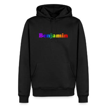 Benjamin - Männer Premium Bio Hoodie - Schwarz - Vorne - Nico (187cm)