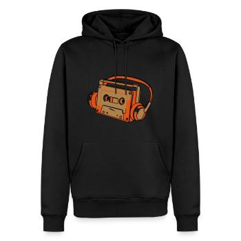 Walkman avec casque rétro personnalisable - Sweat à capuche Premium bio Homme - noir - Devant - Nico (187cm)