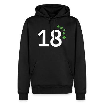 18 - Männer Premium Bio Hoodie - Schwarz - Vorne - Nico (187cm)