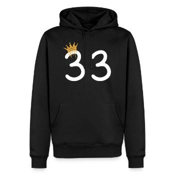 33 - Männer Premium Bio Hoodie - Schwarz - Vorne - Nico (187cm)
