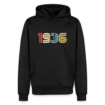 1936 vintage rétro - Sweat à capuche Premium bio Homme - noir - Devant - Nico (187cm)