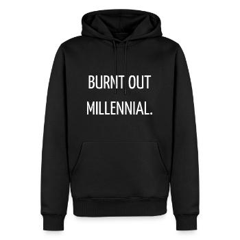 Burnt out millenial. - Sweat à capuche Premium bio Homme - noir - Devant - Nico (187cm)