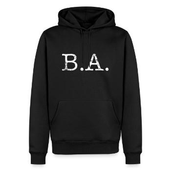 B.A. - Baccalauréat ès arts - Sweat à capuche Premium bio Homme - noir - Devant - Nico (187cm)
