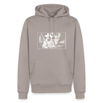 Hunting - Men’s Premium Organic Hoodie - taupe - Front - Nico (187cm)