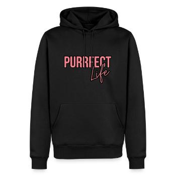 Purrfect Life Cat Lover Citation - Sweat à capuche Premium bio Homme - noir - Devant - Nico (187cm)
