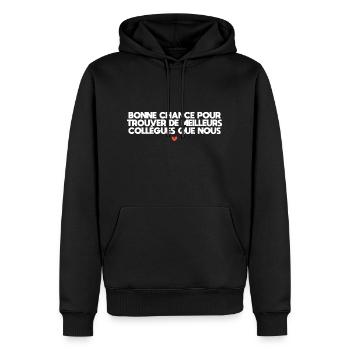Cadeau depart collegue de travail humour Homme - Sweat à capuche Premium bio Homme - noir - Devant - Nico (187cm)