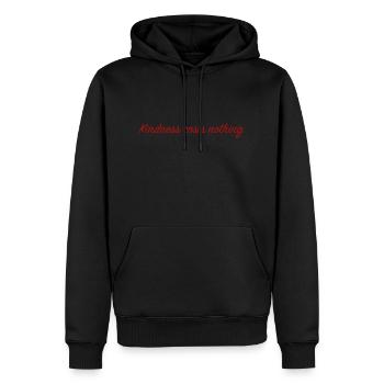 Kindness costs nothing - Männer Premium Bio Hoodie - Schwarz - Vorne - Nico (187cm)