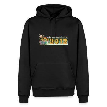 Les chanceux sont nés en 2012 tee St. Patrick’s - Sweat à capuche Premium bio Homme - noir - Devant - Nico (187cm)