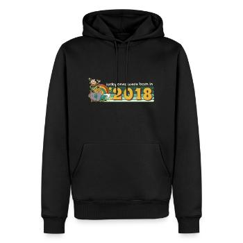 Les chanceux sont nés en 2018 tee St. Patrick’s - Sweat à capuche Premium bio Homme - noir - Devant - Nico (187cm)