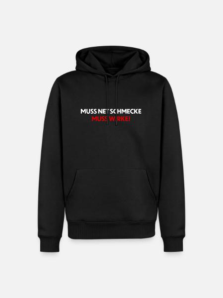 muss nicht schmecken - muss wirken! - Männer Premium Bio Hoodie - Schwarz