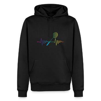 Badminton Heartbeat - Men’s Premium Organic Hoodie - black - Front - Nico (187cm)