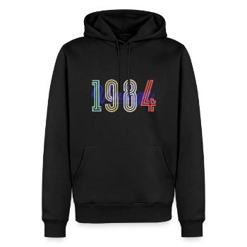 1984 Vintage - Männer Premium Bio Hoodie - Schwarz - Vorne - Nico (187cm)