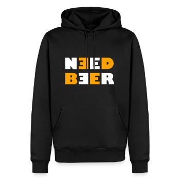 Besoin de bière | Les buveurs de bière | Boire de la bière | Bière - Sweat à capuche Premium bio Homme - noir - Devant - Nico (187cm)