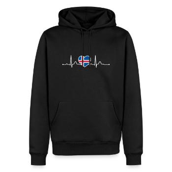 Islande Heartline Heartbeat Scandinavie Vacances - Sweat à capuche Premium bio Homme - noir - Devant - Nico (187cm)