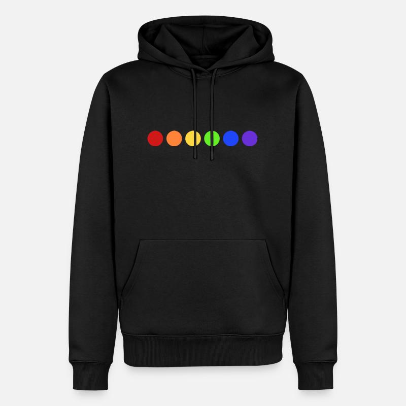 PRIDE Regenbogen Punkte - Männer Premium Bio Hoodie - Schwarz