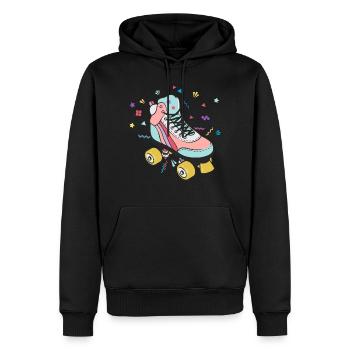 80s 90s Roller Skates, Retro Vintage, Party - Sweat à capuche Premium bio Homme - noir - Devant - Nico (187cm)