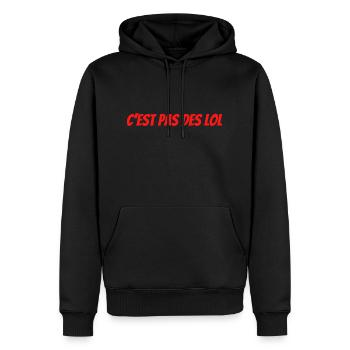 c'est pas des lol - Sweat à capuche Premium bio Homme - noir - Devant - Nico (187cm)