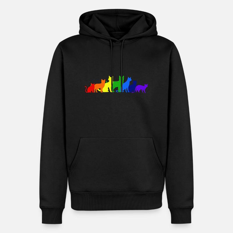 Arc-en-ciel de chats - Sweat à capuche Premium bio Homme - noir