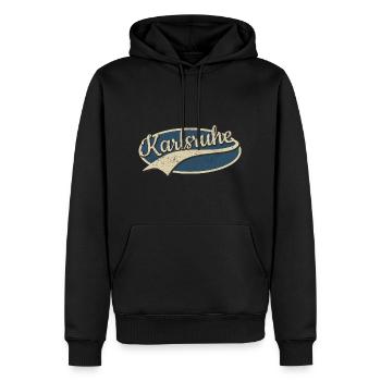 Karlsruhe Deutschland Vintage Typografie - Männer Premium Bio Hoodie - Schwarz - Vorne - Nico (187cm)