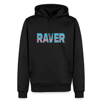 Raver Techno DNB Candy Stripe - Männer Premium Bio Hoodie - Schwarz - Vorne - Nico (187cm)