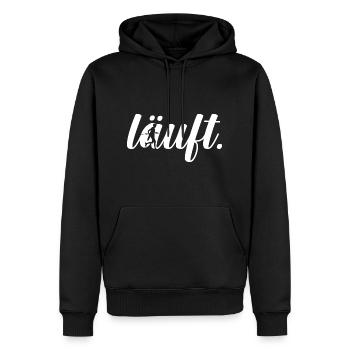 läuft - Trailrunning - Männer Premium Bio Hoodie - Schwarz - Vorne - Nico (187cm)