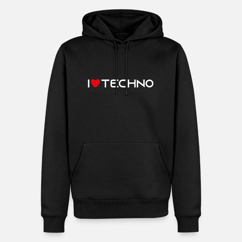 techno - Sweat à capuche Premium bio Homme - noir