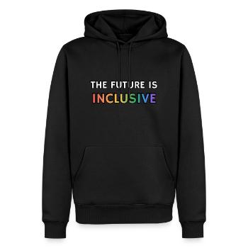 Die Zukunft ist inklusiv LGBT Pride Regenbogen - Männer Premium Bio Hoodie - Schwarz - Vorne - Nico (187cm)