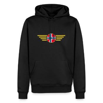 J’aime la Norvège, T-shirt design de style élégance - Sweat à capuche Premium bio Homme - noir - Devant - Nico (187cm)