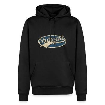 Stuttgart Deutschland Vintage Typografie - Männer Premium Bio Hoodie - Schwarz - Vorne - Nico (187cm)