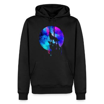 Espace de pleine lune - cadeau - loup hurlant - Sweat à capuche Premium bio Homme - noir - Devant - Nico (187cm)