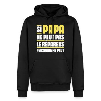 Si papa ne peut le réparer cadeau papa fête des - Sweat à capuche Premium bio Homme - noir - Devant - Nico (187cm)